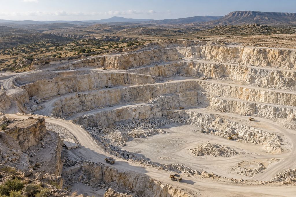 Carrière en gradins et pistes d’exploitation