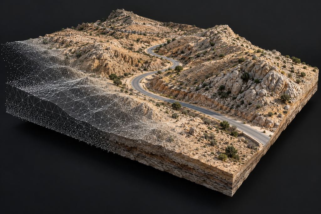Visualisation illustrative d’un terrain et de son maillage 3D