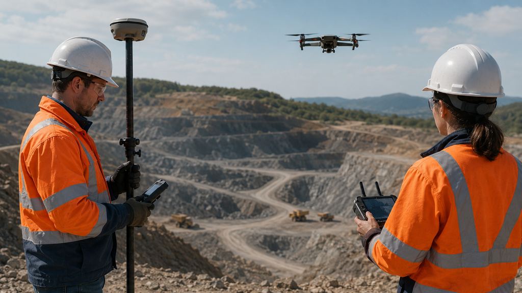 Équipements GNSS et intervention topographique en carrière